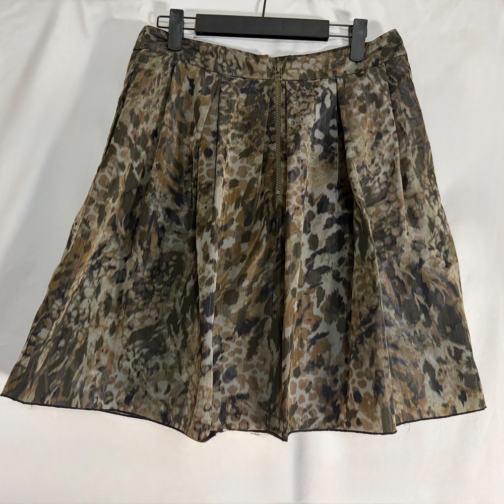 Pink Tartan Animal Print Pleated Mini Skirt Green Tan Size 4 Made in Canada - Picture 3 of 9